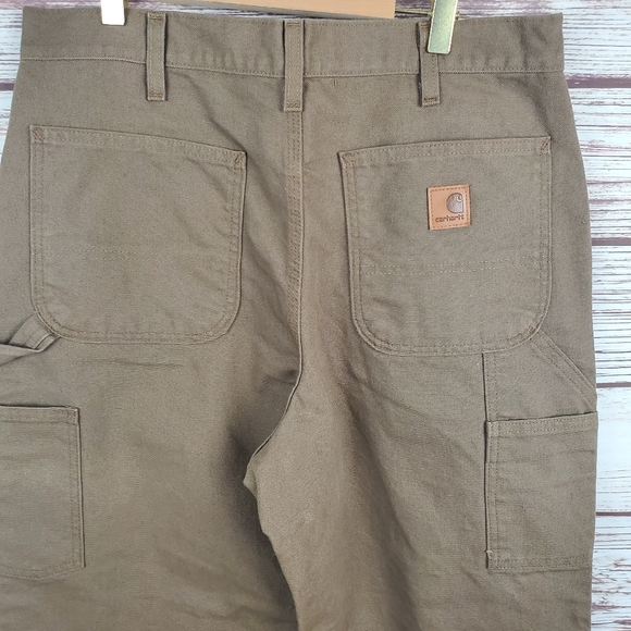 Carhartt Mens 34x28 B11 Canyon Brown Canvas Carpenter Dungaree Work Pants - Picture 5 of 7